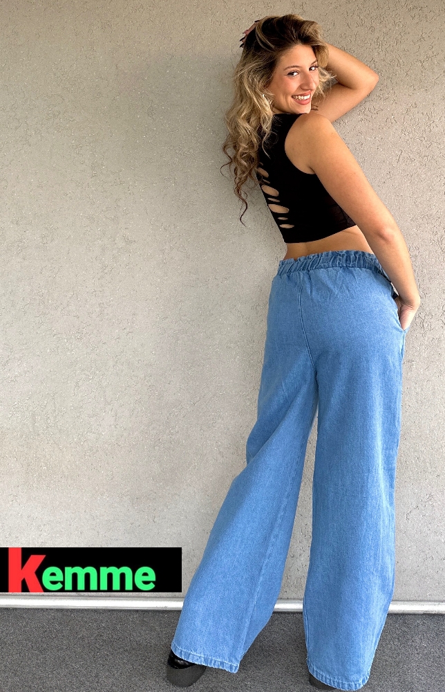 Palazo Jeans Celeste Rigido - Imagen 5