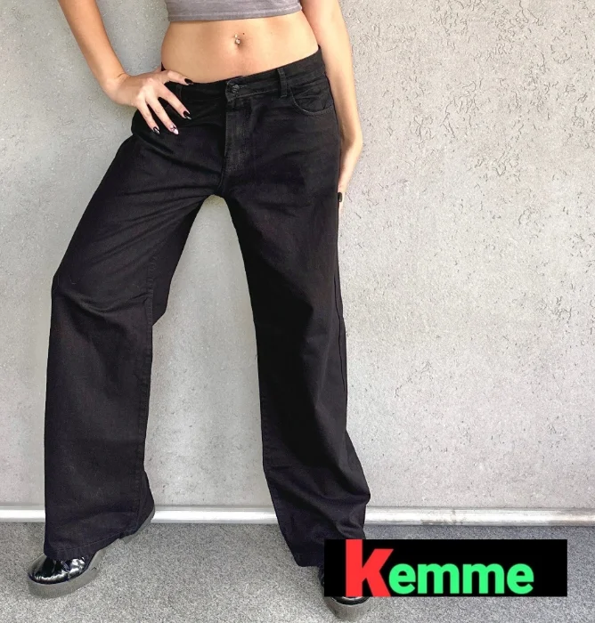 Wide Leg Negro Elástizado