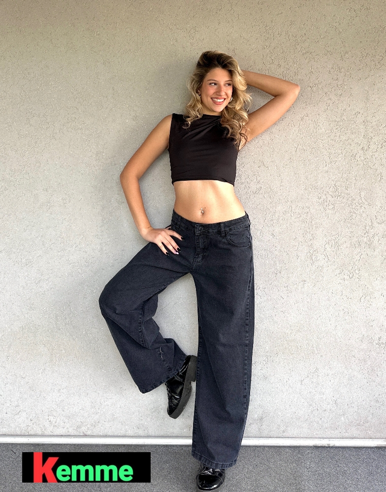 Wide Leg Negro Elástizado - Imagen 2