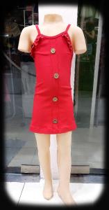 Vestido Bengalina con Botones y Volados