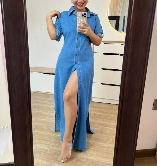 Vestido Largo Jeans Maxivestido