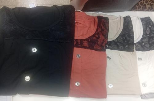 Remera Modal Encaje Botones Colores Dama - Miniatura 4
