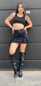 Pollera Cargo Hebilla Black