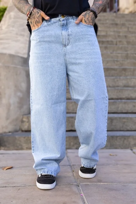 Jean Baggy Hombre Celeste Rígido