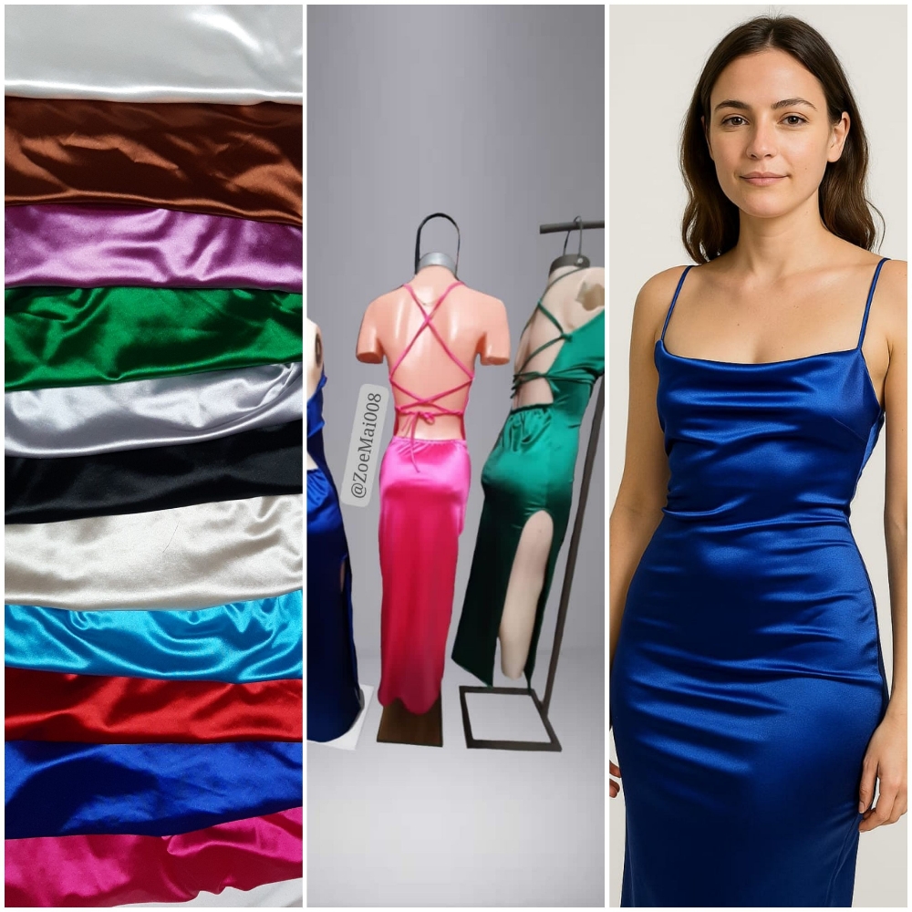 Vestido Largo Tiras Regulables con Corte en la Pierna Saten - Imagen 3
