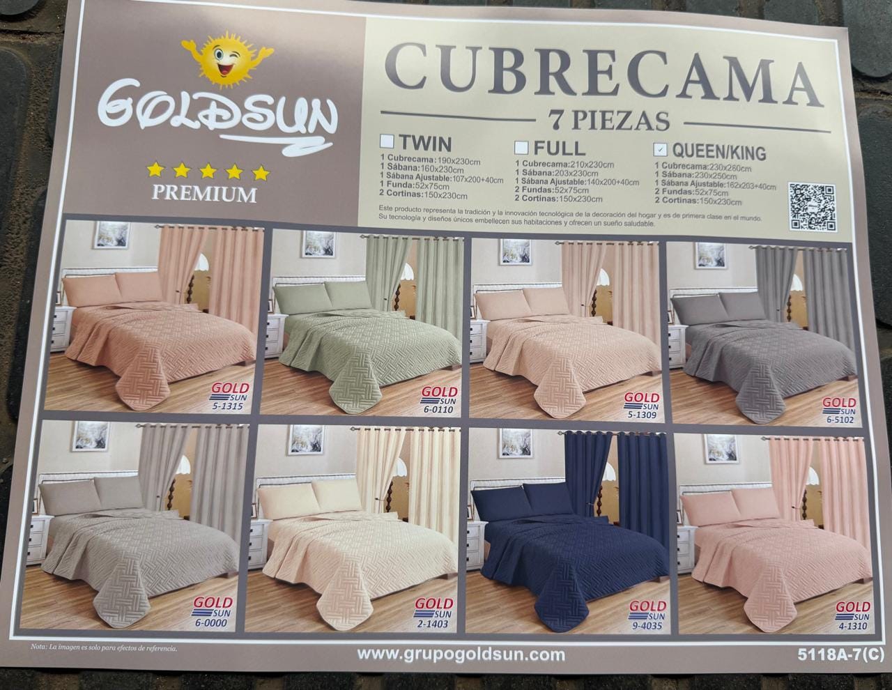 Set de 7 Piezas de Verano Lisas
marca Goldsun 
tamaño Queen - Imagen 6