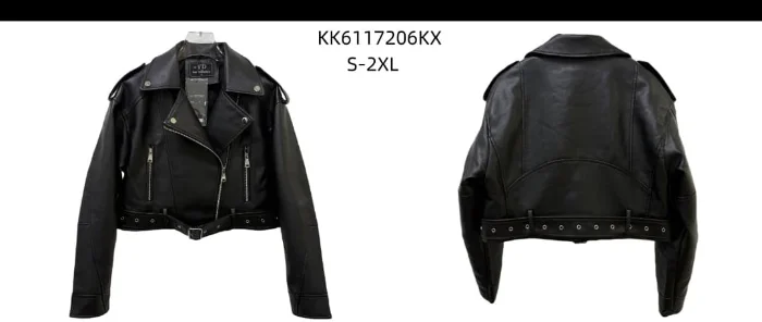 Campera Yd Cuero Corta Dama Cinto Cinturon Chaqueta