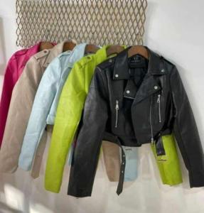 Campera Yd Cuero Corta Dama Cinto Cinturon Chaqueta - Miniatura 2