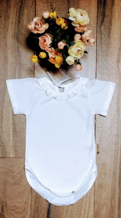 Bodi Beba,en Algodón con Broderi, Talle 1 al 5