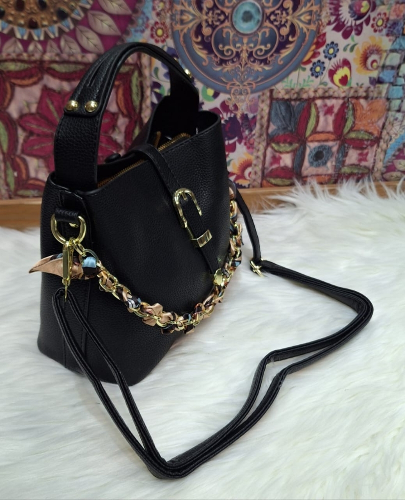 Carterita Morral de Cuero Pu con Tira y Cadena Desmontable - Imagen 4