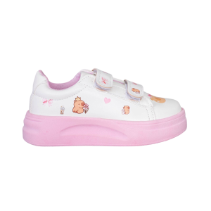 Zapatillas Capibara Infantiles Blancas Niñas Nenas Abrojo Suela Rosa Lila Cómoda Moda