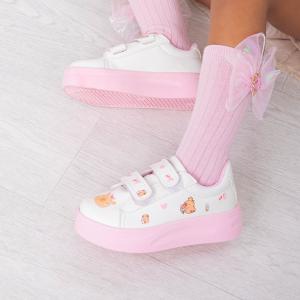 Zapatillas Capibara Infantiles Blancas Niñas Nenas Abrojo Suela Rosa Lila Cómoda Moda - Miniatura 8