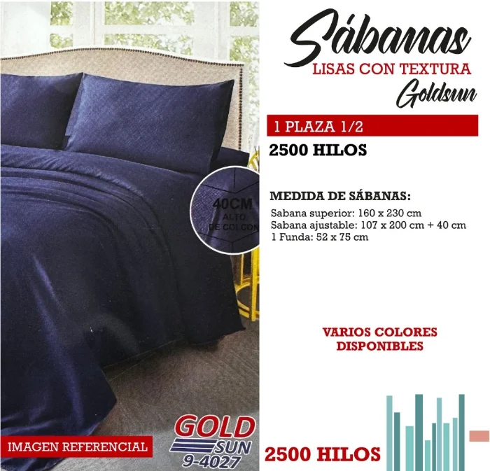 Sabanas Goldsun Liso 2500 Hilos Twin