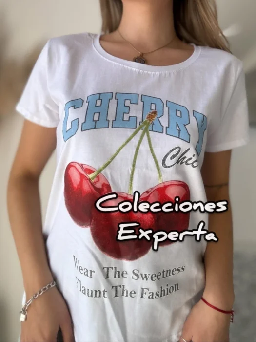 Remera Cherry Algodon Peinado