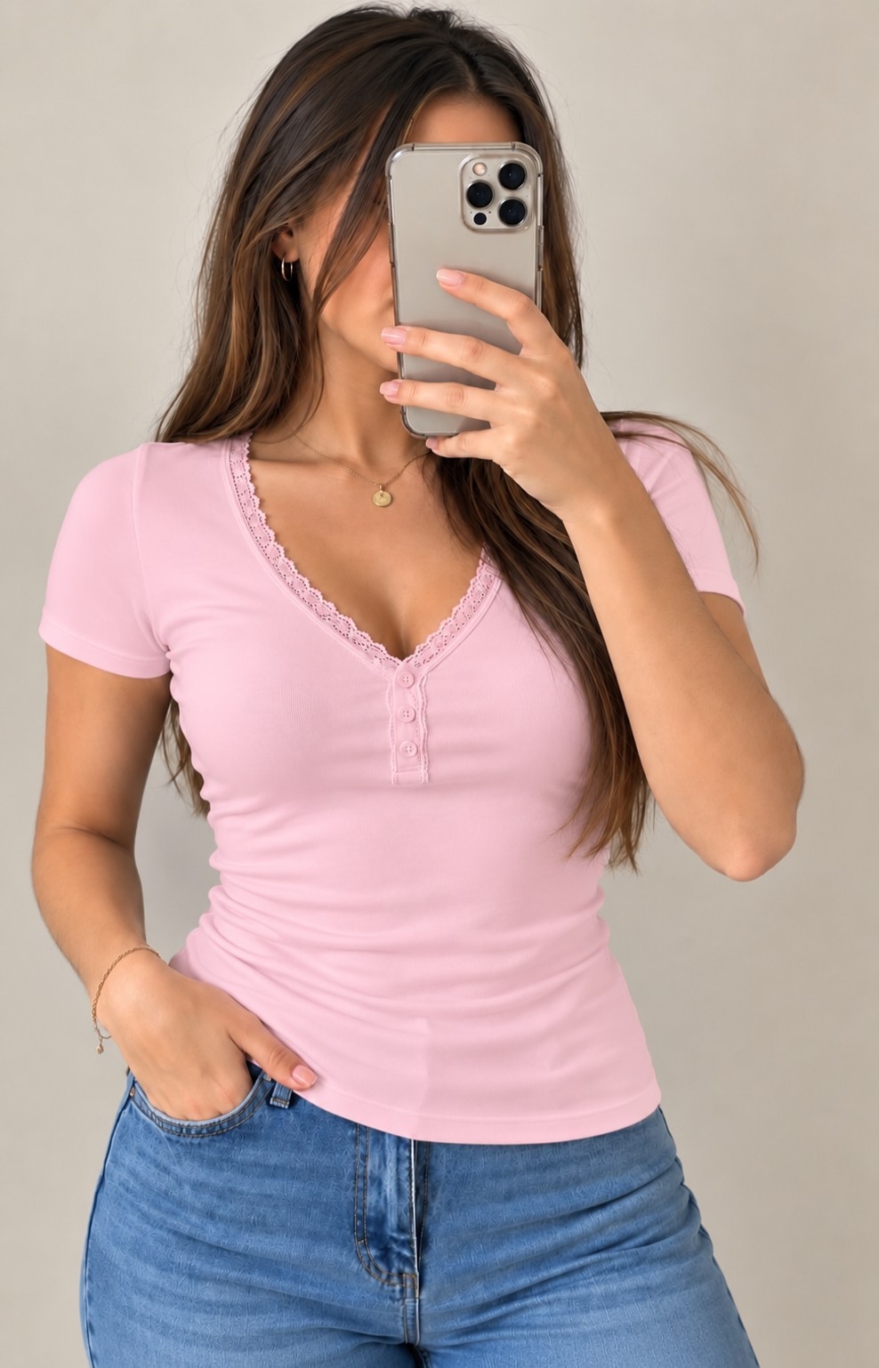 Remera Encaje con Botón - Imagen 3