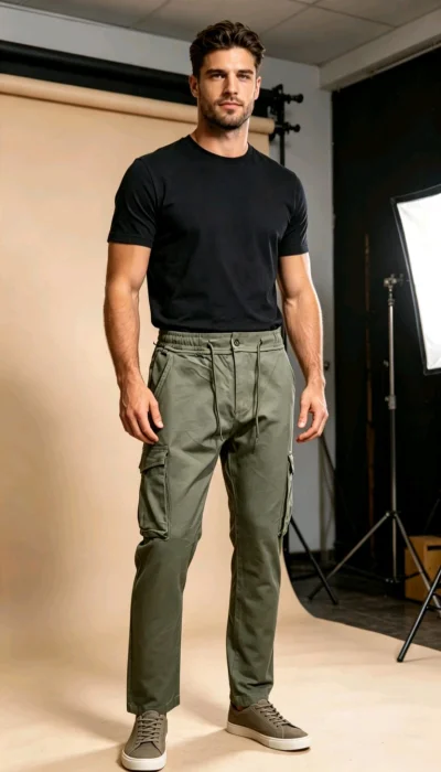 Pantalon Cargo de Gabardina Rígido  Adulto( Prelavado)
