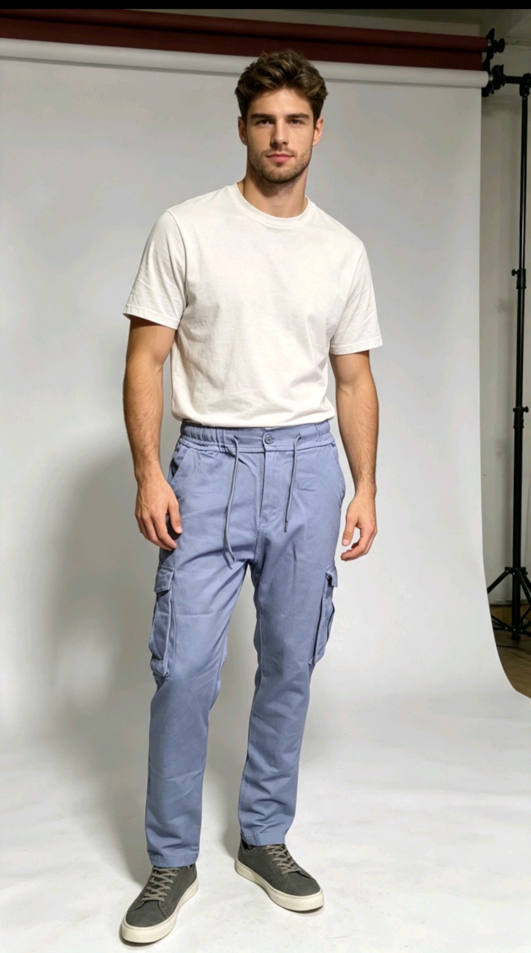 Pantalon Cargo de Gabardina Rígido  Adulto( Prelavado) - Imagen 3