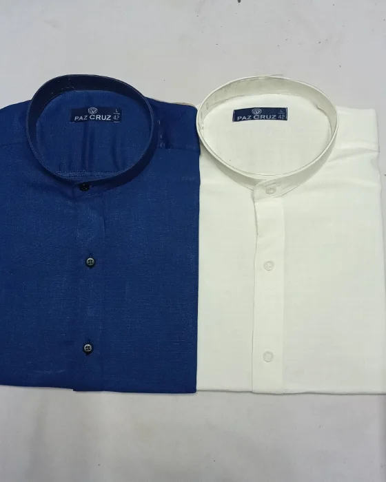 Camisa Manga Larga Lino Cuello Mao