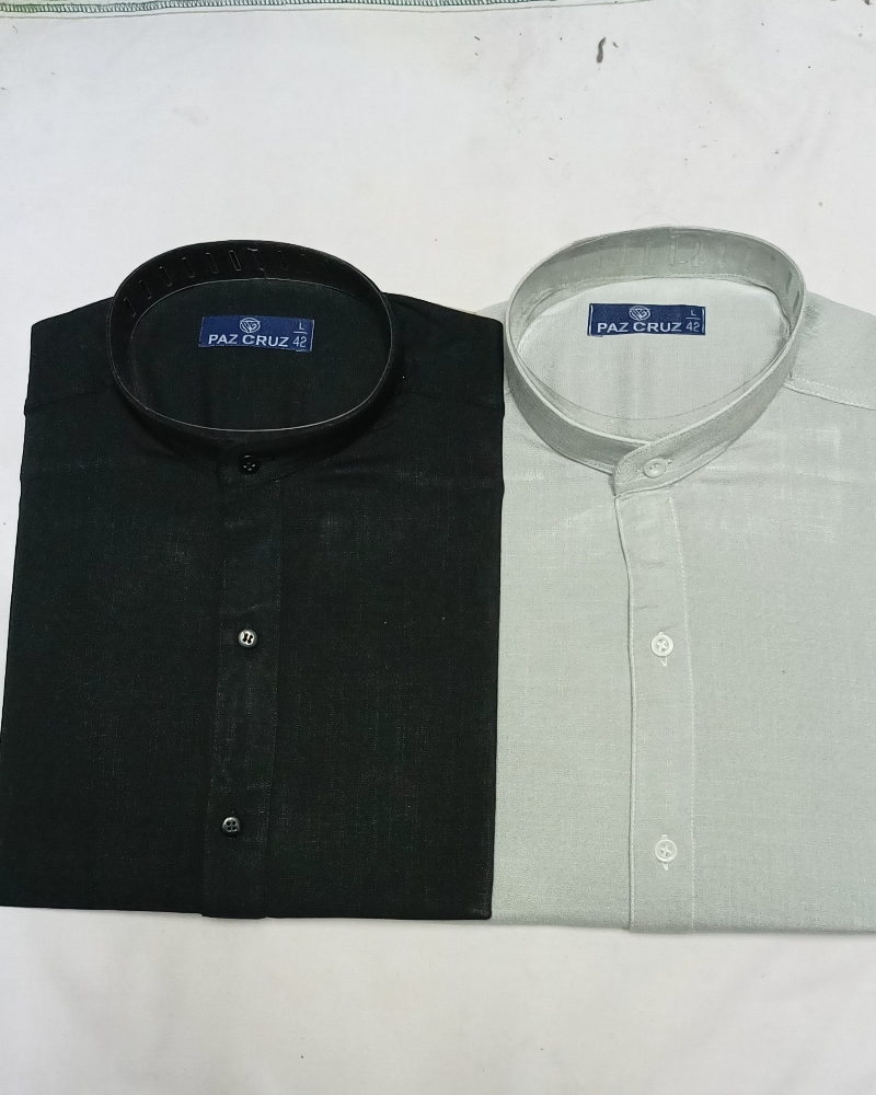 Camisa Manga Larga Lino Cuello Mao - Imagen 2