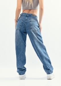 9113 Pantalon Jean Baggy Recortes Azul Nevado Rígido - Miniatura 2