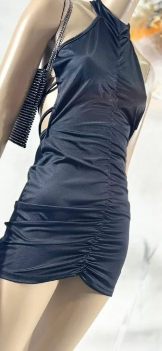 Vestido con Frunce de Microfibra