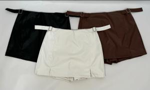 Short Pollera Cuerina 2 Tajos y 2 Hebillas