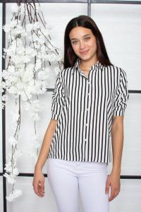 Camisa Clásica Rayada 3/4 Fibrana Poplin