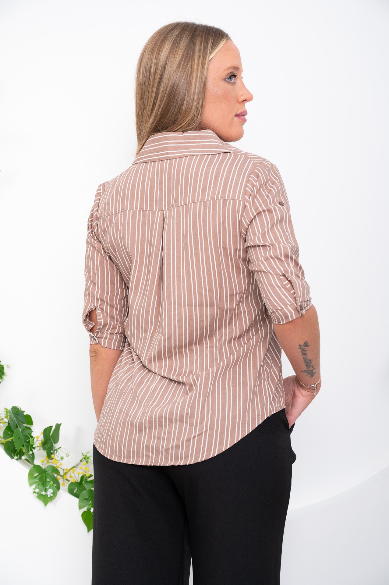 Camisa Clásica Rayada 3/4 Fibrana Poplin - Imagen 8
