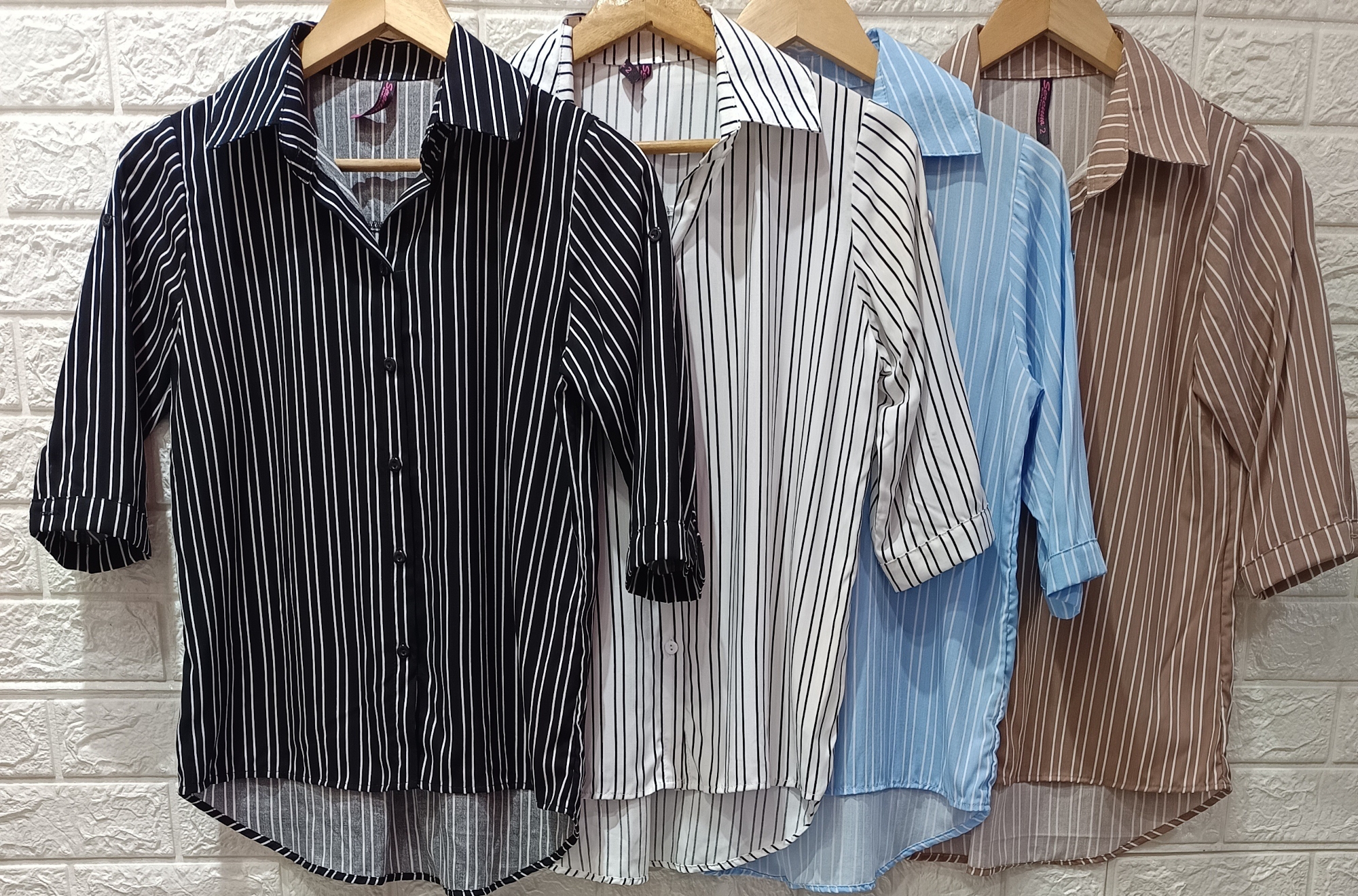 Camisa Clásica Rayada 3/4 Fibrana Poplin - Imagen 8