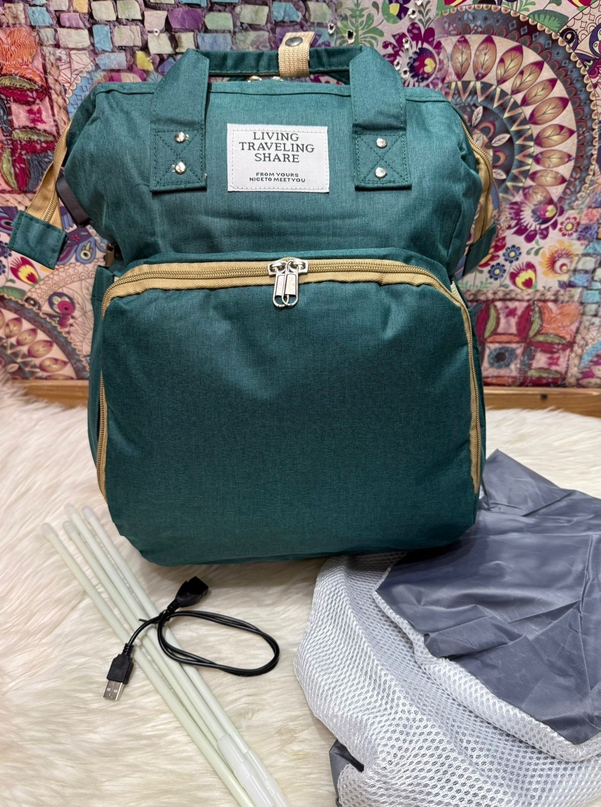 Mochila Maternal Grande Impermeable Cuna y Cable Usb - Imagen 1