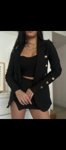 Conjunto de 3 Piezas Pollera + Top + Blazer con Botones de Bengalina Talles  2 al 6 - Miniatura 2
