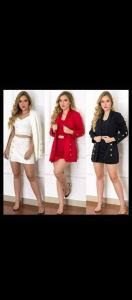 Conjunto de 3 Piezas Pollera + Top + Blazer con Botones de Bengalina Talles  2 al 6 - Miniatura 3