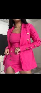 Conjunto de 3 Piezas Pollera + Top + Blazer con Botones de Bengalina Talle 2 al 6