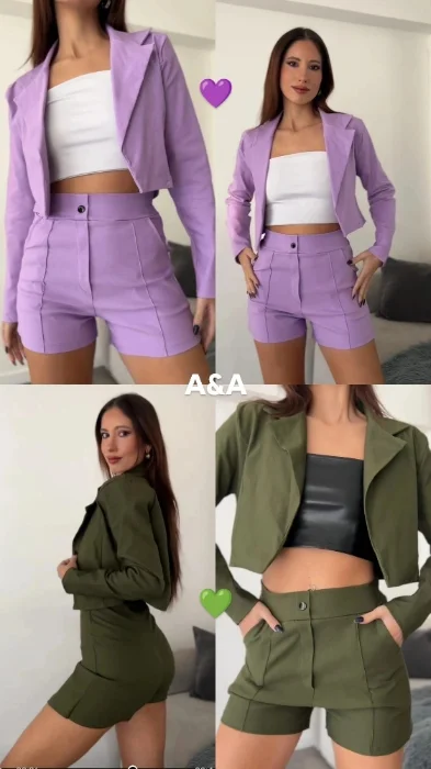 Conjunto Blazer Corto + Short Sastrero