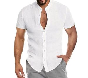 Camisa de Lino  Cuello Mao