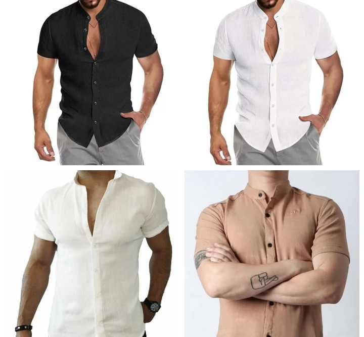 Camisa de Lino  Cuello Mao - Imagen 3