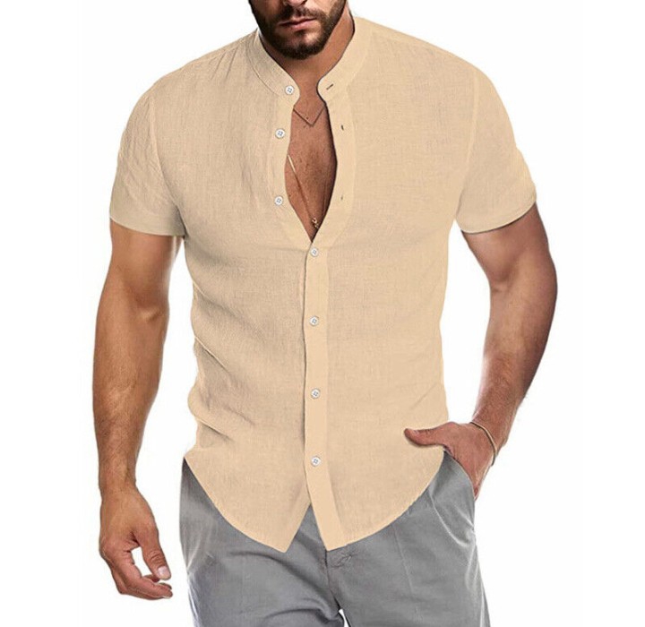 Camisa de Lino  Cuello Mao - Imagen 4