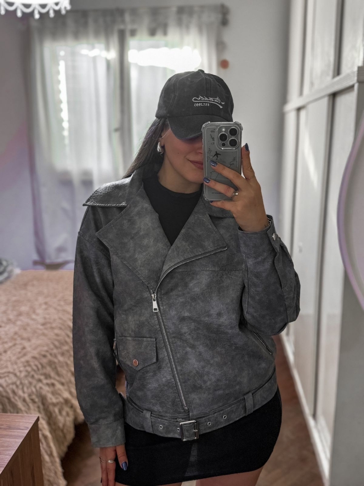 Campera Over Croco Cuero Yd - Imagen 3
