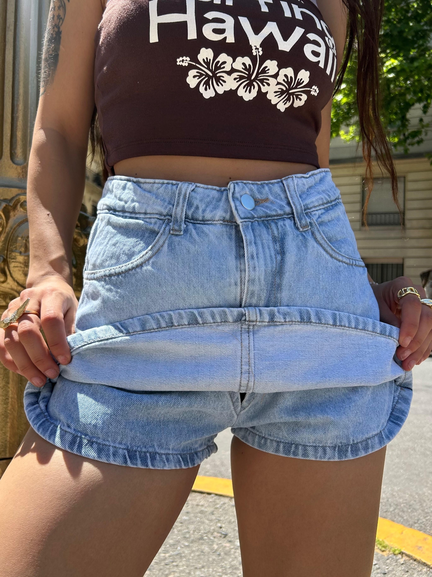 Míni Short Aitana Celeste Rígida - Imagen 4