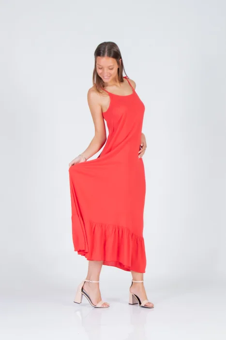 Vestido Largo de Lino con Spandex