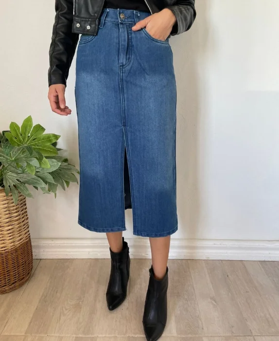 Pollera Larga Midi con Tajo