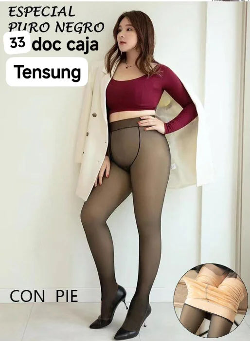Media Efecto Piel Docena Mayorista Tensung Negro Talle Especial la Tienda de Yuyu