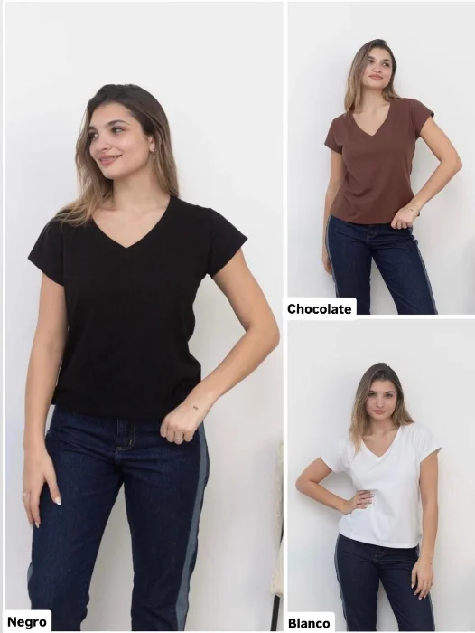 Remera Mica Escote V