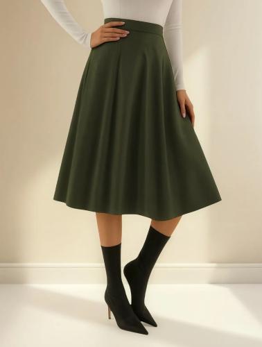 Pollera Falda Ecocuero Larga Corte Evase - Miniatura 2