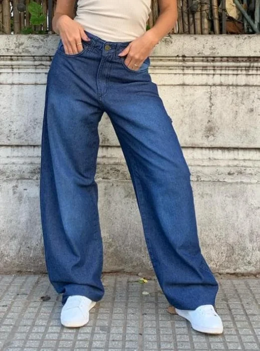Jean Baggy Sky Blue (tiro Medio)