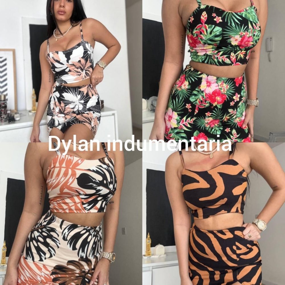 Oferta Conjunto Pollera y Top de Bengalina Estampada Talle 2.3.4 - Imagen 3