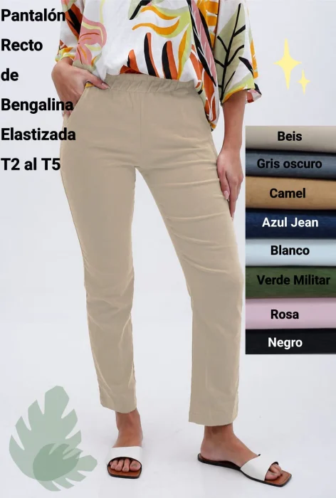 Pantalón Recto de Bengalína Elastizado