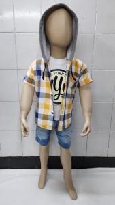 Camisas Cuadrillé de Bebé con Capucha y Bolsillo