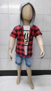 Camisas Cuadrillé de Bebé con Capucha y Bolsillo - Miniatura 2
