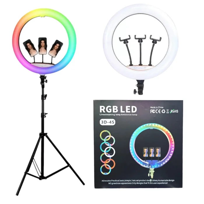 Aro "18" 45cm Luz Led Rgb y Blanca + Tripode 2.10mts (ks-220)